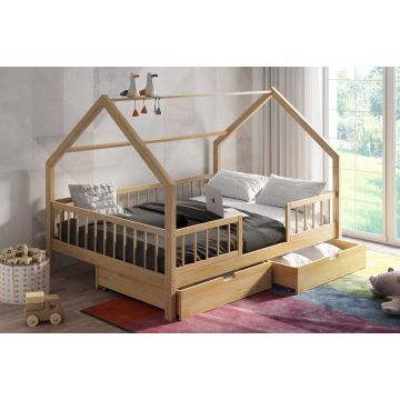 Luga Duo Plus Montessori Raised House Bed with Drawer & Safety Rails 